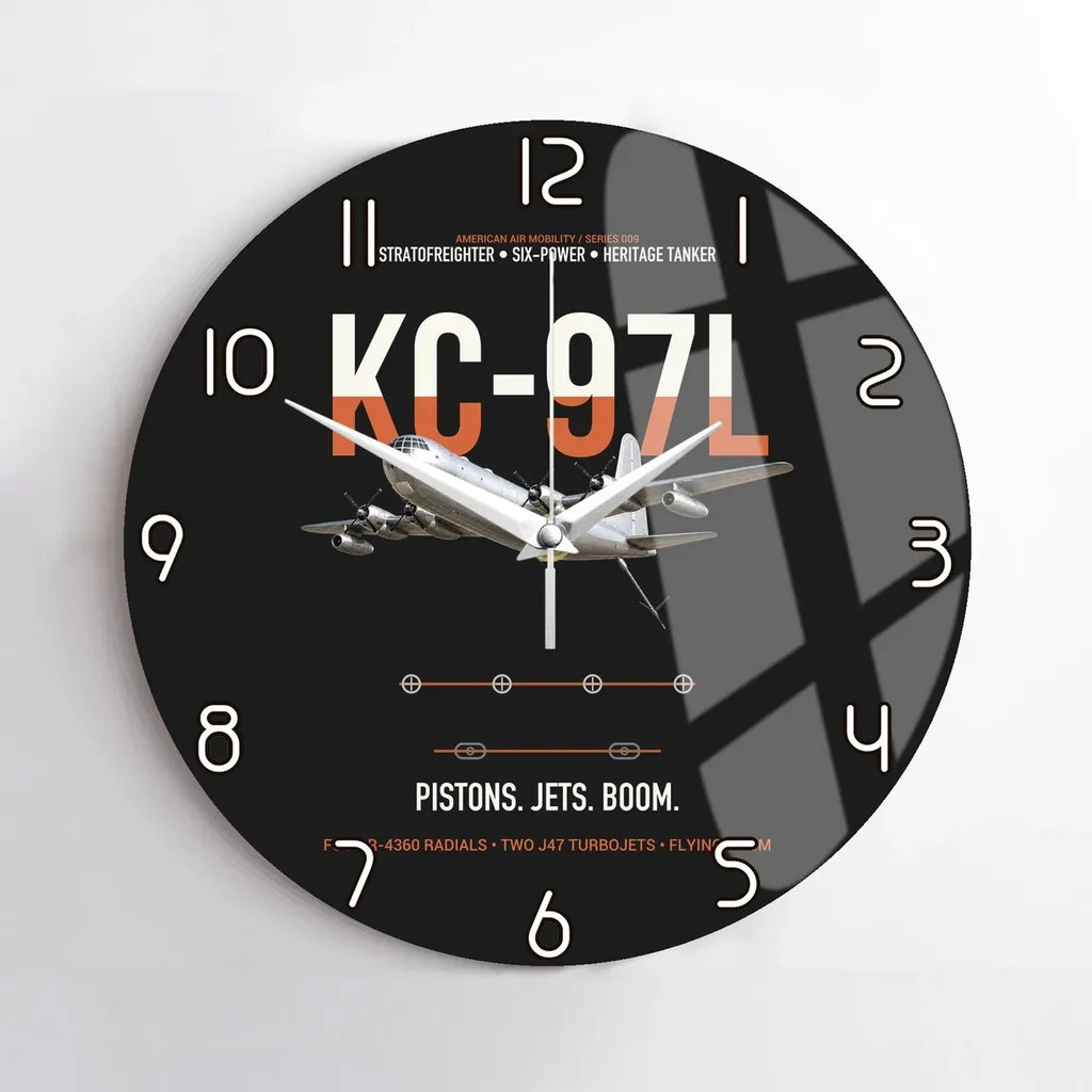 KC-97L STRATOFREIGHTER design on black no frame wall clock