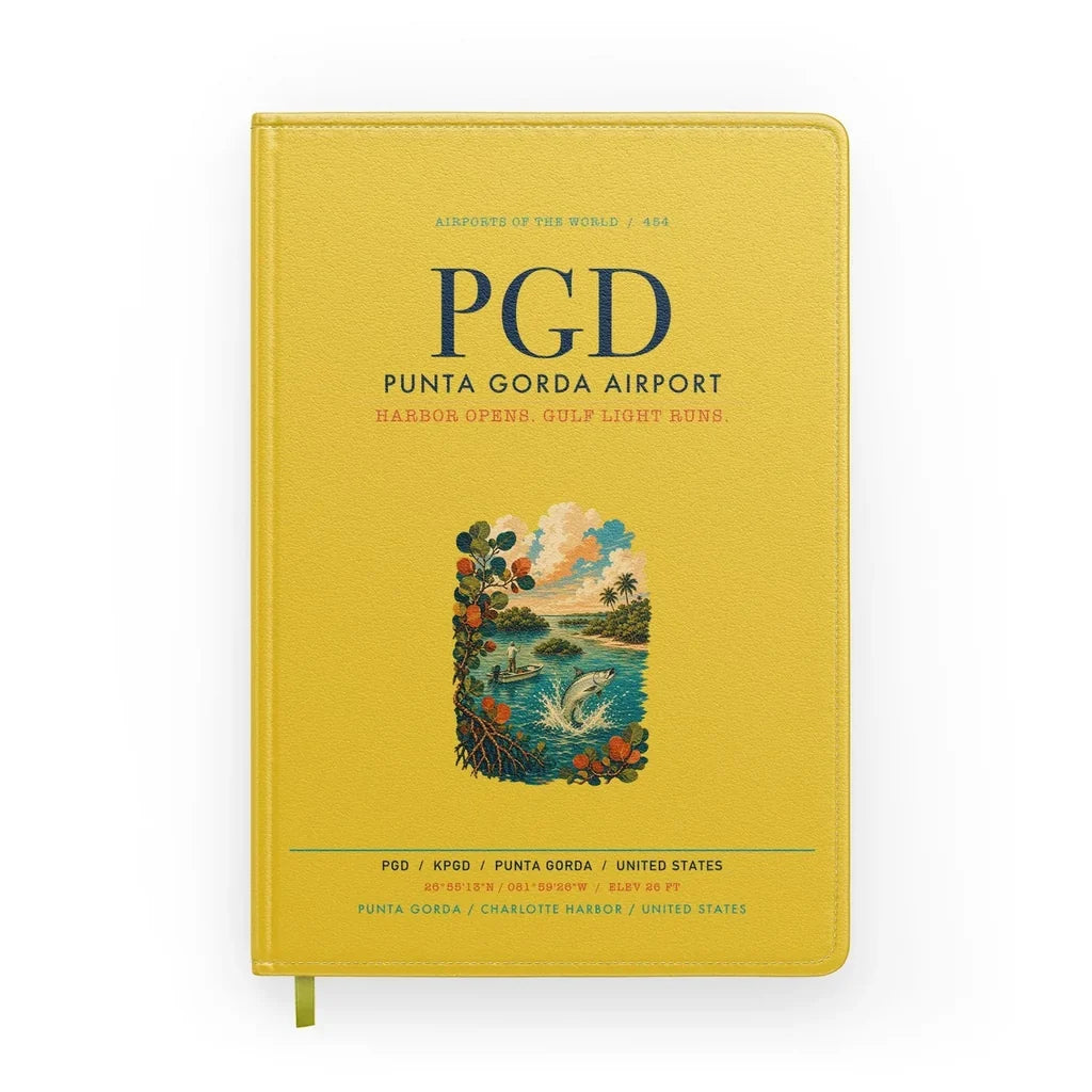 Punta Gorda Airport (PGD) design on yellow notebook