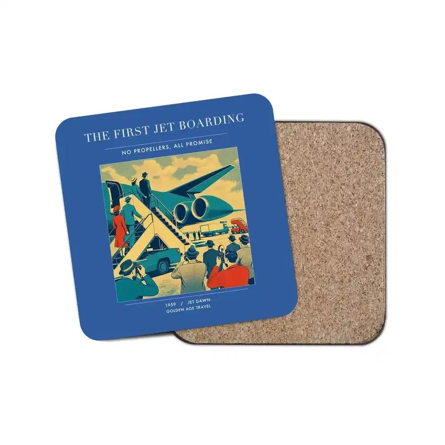 The First Jet Boarding - Designed Coasters design on blue 1-piece