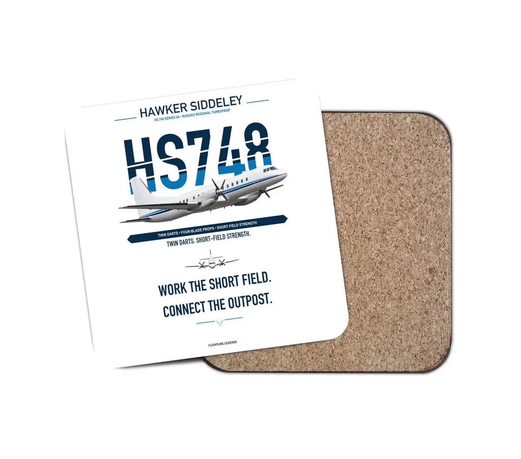 Hawker Siddeley HS 748 Series 2A design on white 1 piece coaster