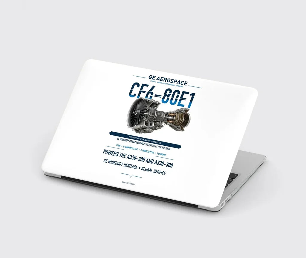 CF6-80E1 design on white MacBook case