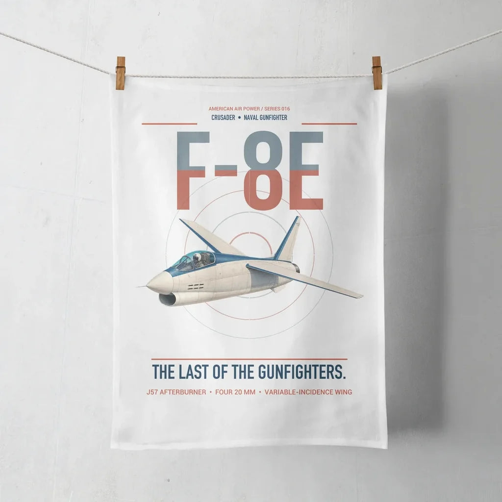 F-8E Crusader design on white towel