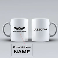 Thumbnail for A320neo & Text Ceramic White aviation design on ceramic mug, premium ceramic with glazed finish.