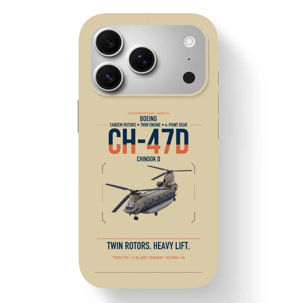 Boeing CH-47D design on beige magsafe iphone case, for iPhone 17 Pro
