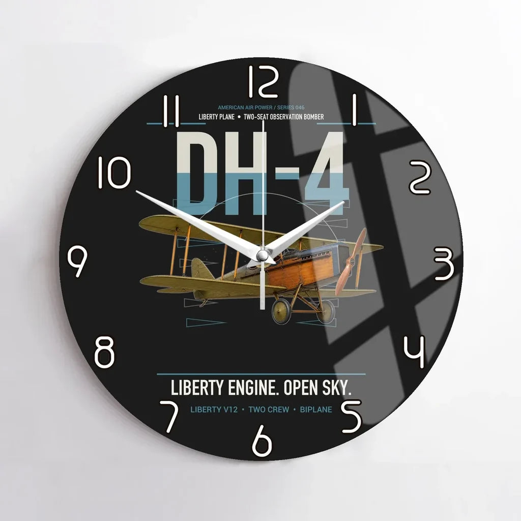 Airco DH-4 Liberty Plane design on black no frame wall clock