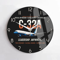 Thumbnail for C-32A Air Force Two Global Reach design on black no frame wall clock