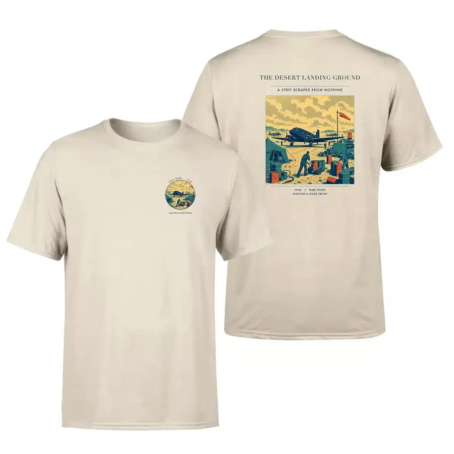 VINTAGE G4517 - The Desert Landing Ground - Double-Side T-Shirt design on beige double side t shirt