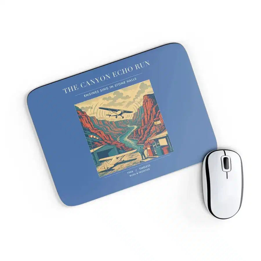 VINTAGE G4338 - The Canyon Echo Run - Designed Mouse Pads design on blue rectangle