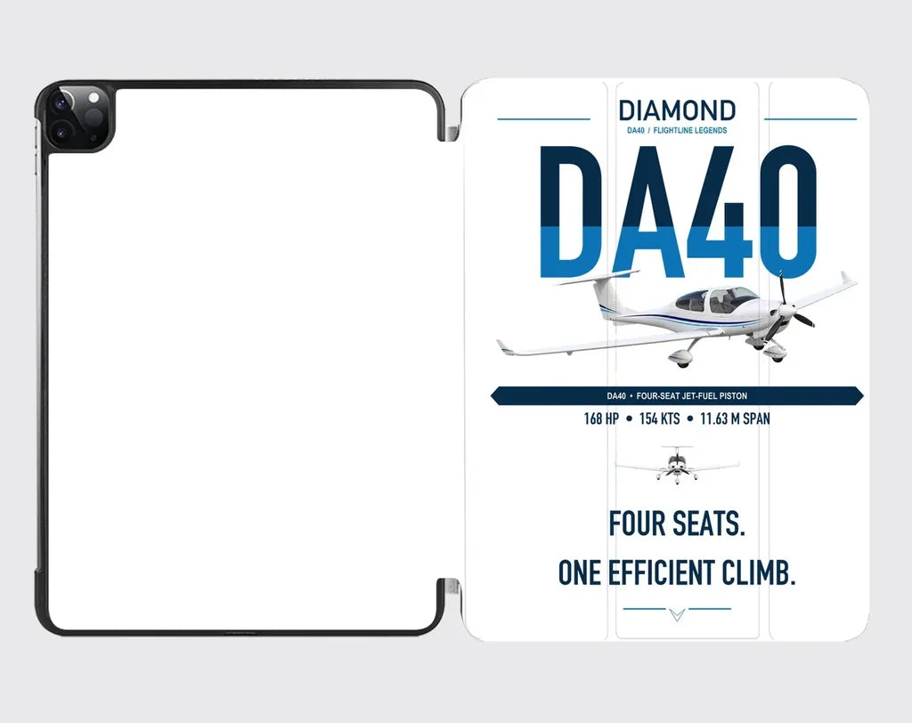 Diamond DA40 design on white ipad tablet case