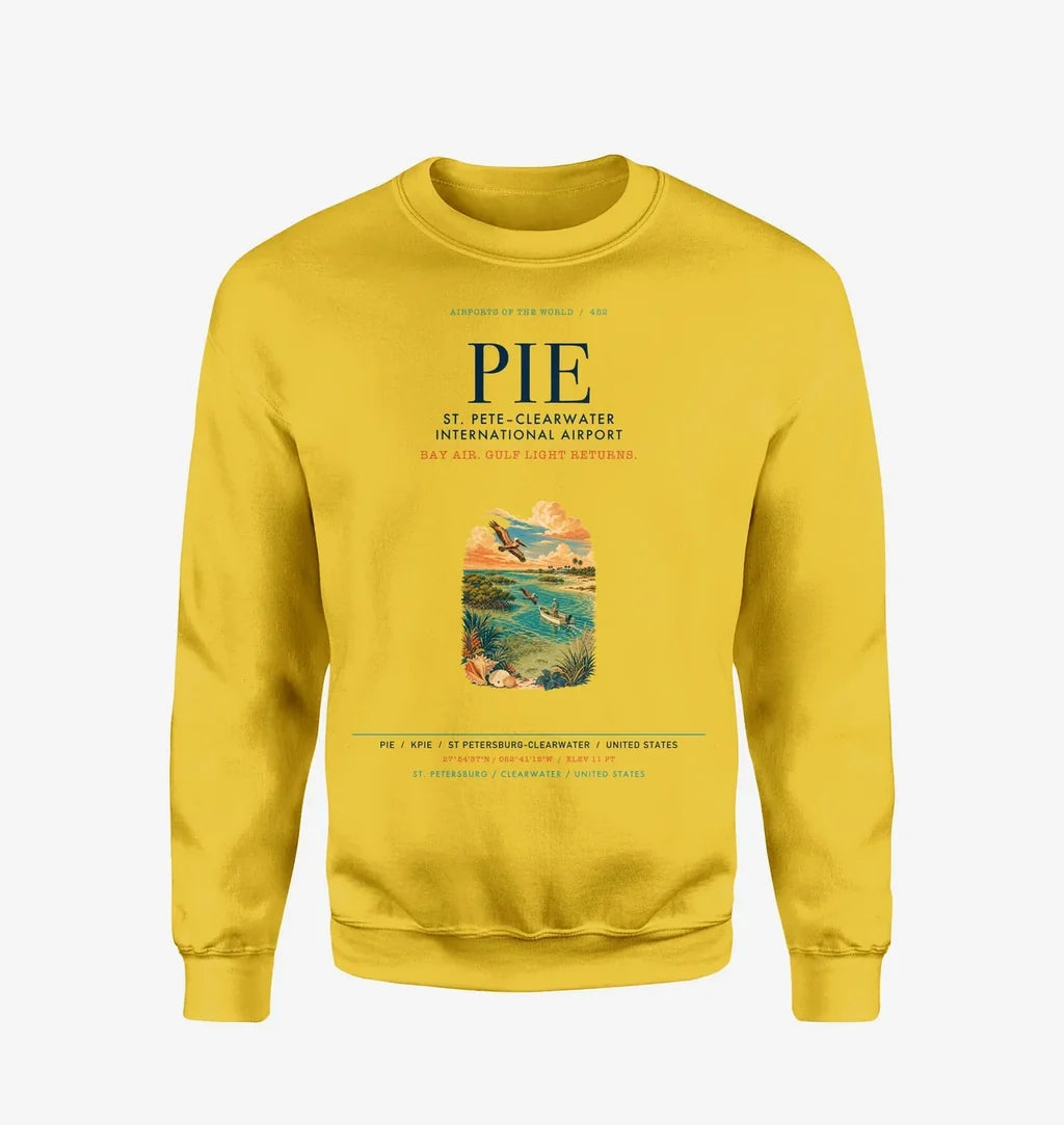 St. Pete–Clearwater International Airport (PIE) design on yellow sweatshirt