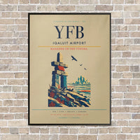 Thumbnail for Iqaluit Airport YFB vertical canvas print - framed - beige background