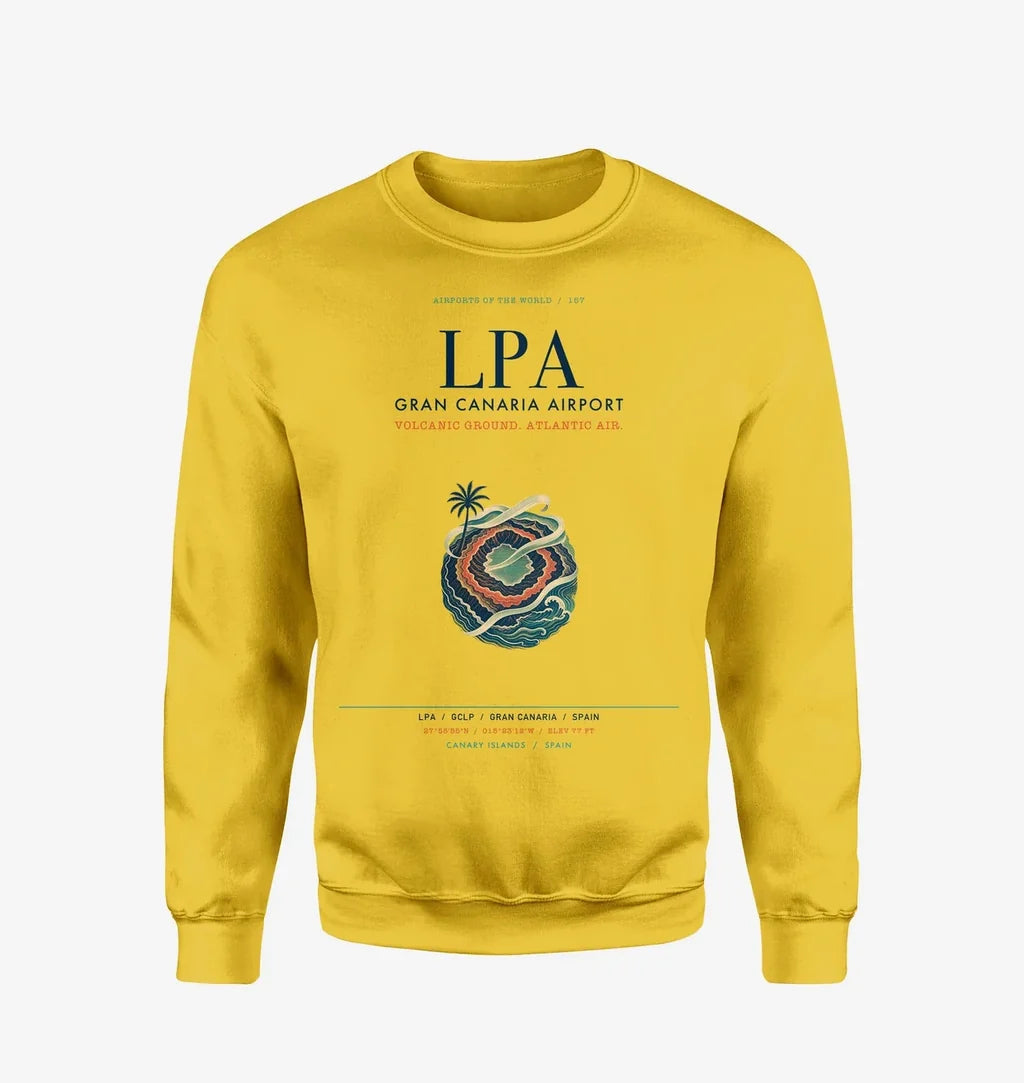 Gran Canaria Airport (LPA) design on yellow sweatshirt
