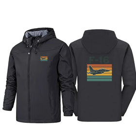 Retro Fighter Jet F16 Rain Jackets & Windbreakers