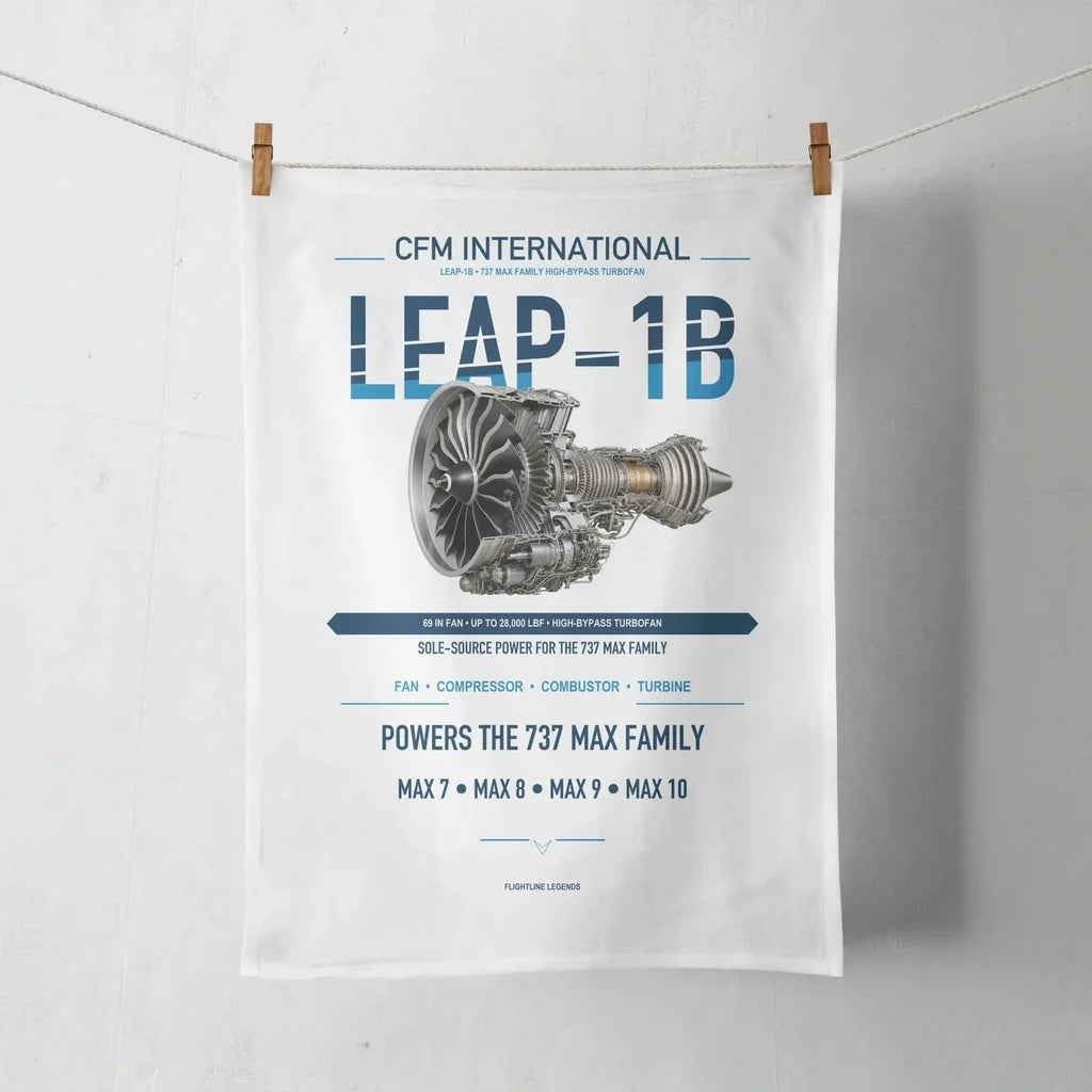 CFM LEAP-1B design on white towel