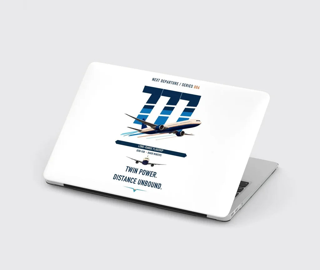 Boeing 777-300ER design on white MacBook case