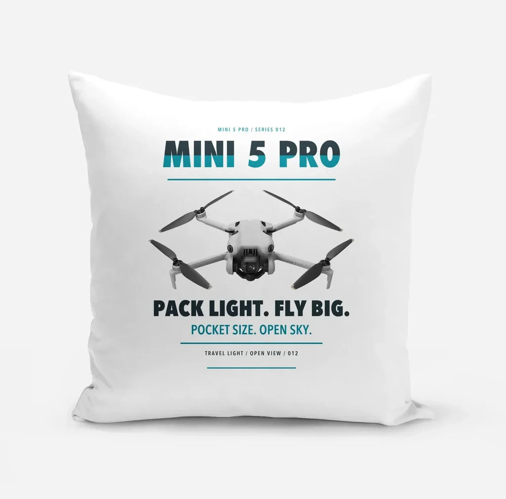 DJI Mini 5 Pro design on white pillow