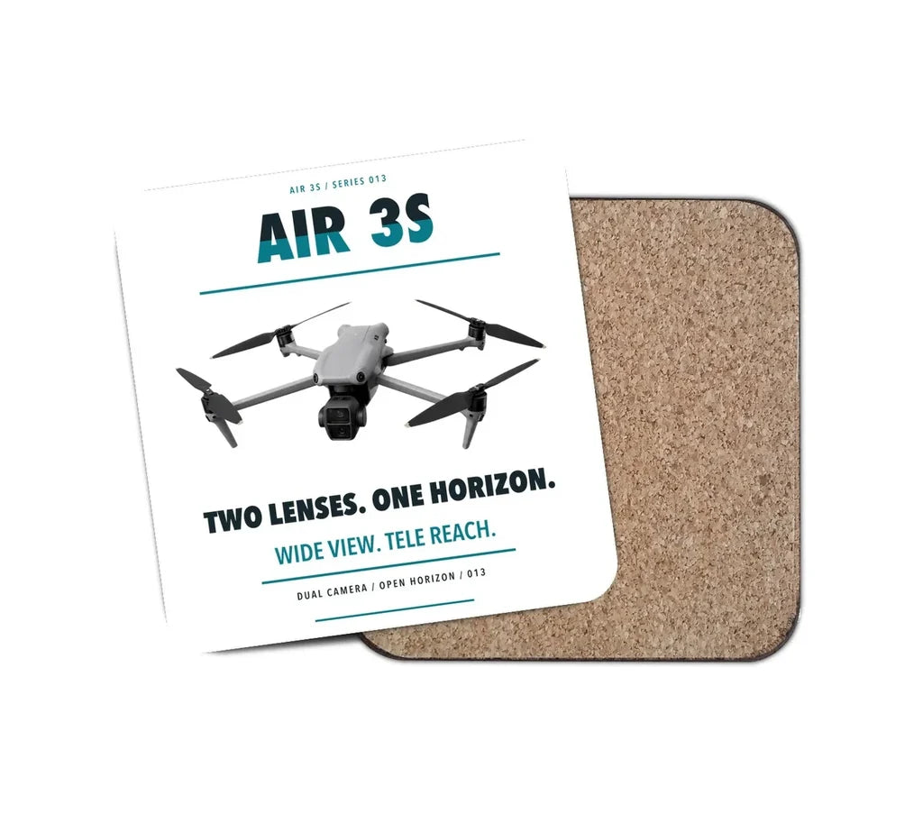 DJI Air 3S design on white 1 piece coaster