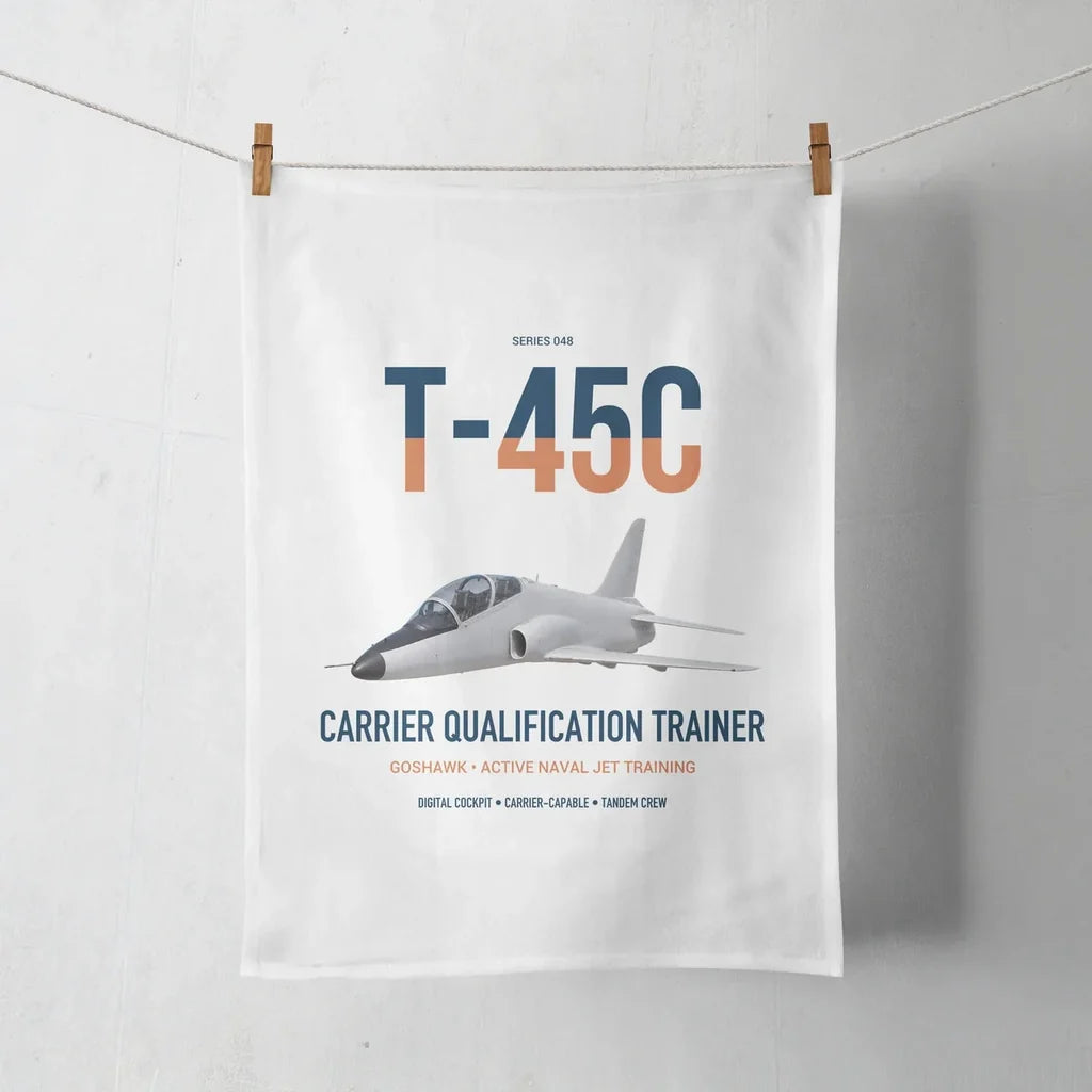 T-45C Goshawk design on white towel