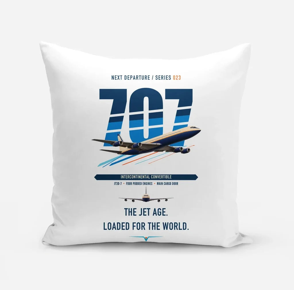 Boeing 707-320C design on white pillow