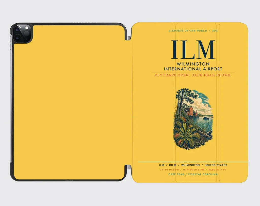 Wilmington International Airport (ILM) design on yellow ipad tablet case