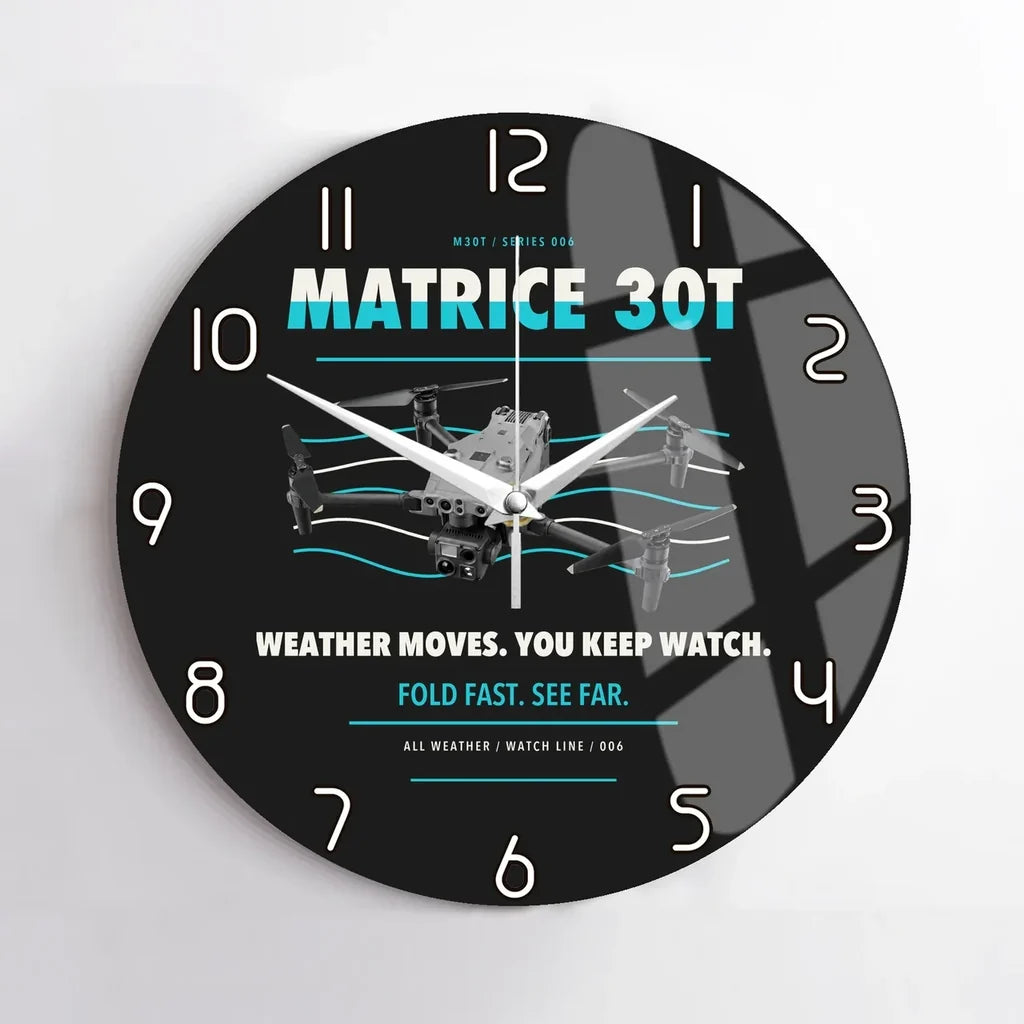 DJI Matrice 30T design on black no frame wall clock