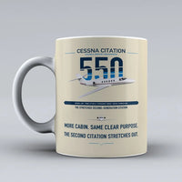 Thumbnail for Cessna Citation 550 - Citation II design on beige ceramic mug, double-side print
