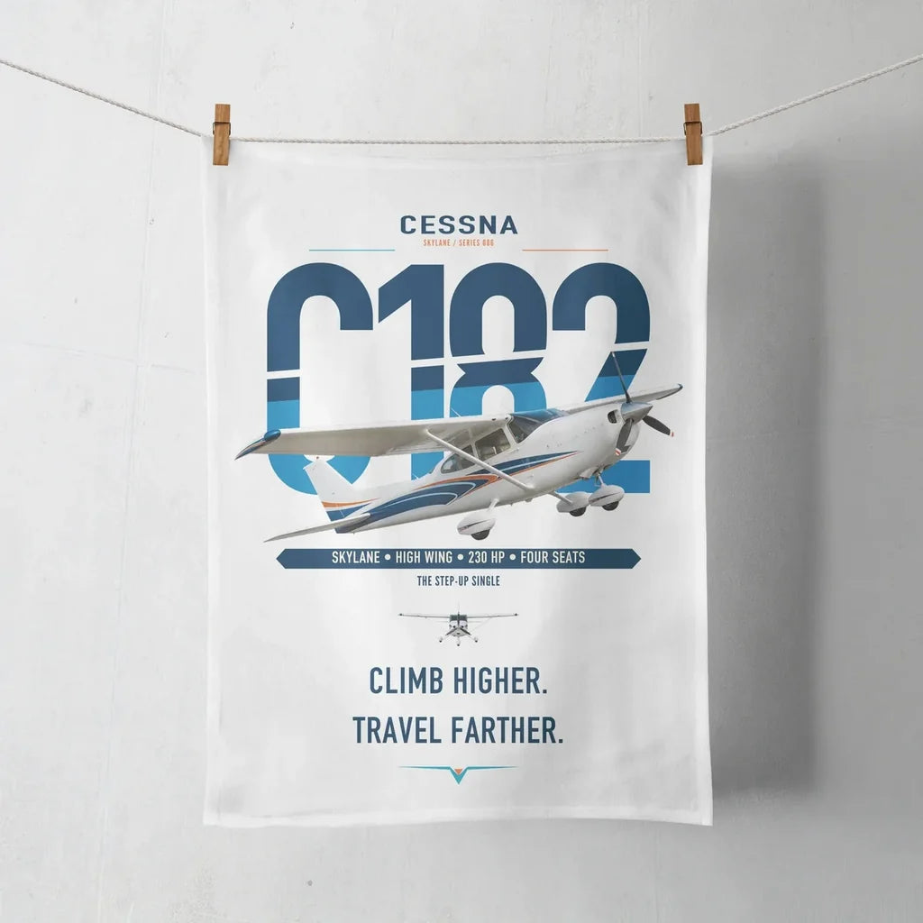 Cessna 182 Skylane design on white towel