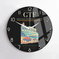 Thumbnail for Great Falls International Airport (GTF) design on black no frame wall clock