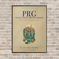 Thumbnail for Vaclav Havel Airport Prague PRG vertical canvas print - framed - beige background