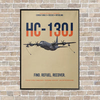 Thumbnail for HC-130J COMBAT KING II vertical canvas print - framed - beige background