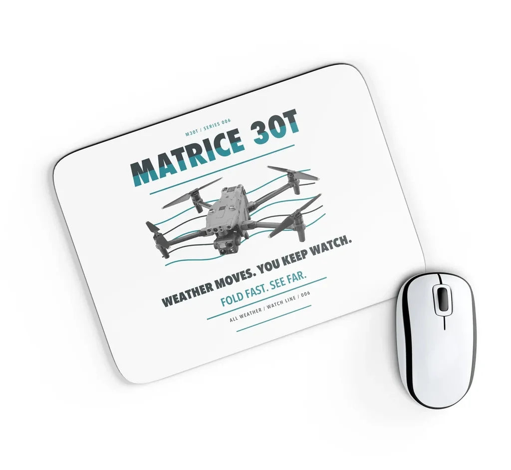 DJI Matrice 30T design on white rectangle mouse pad