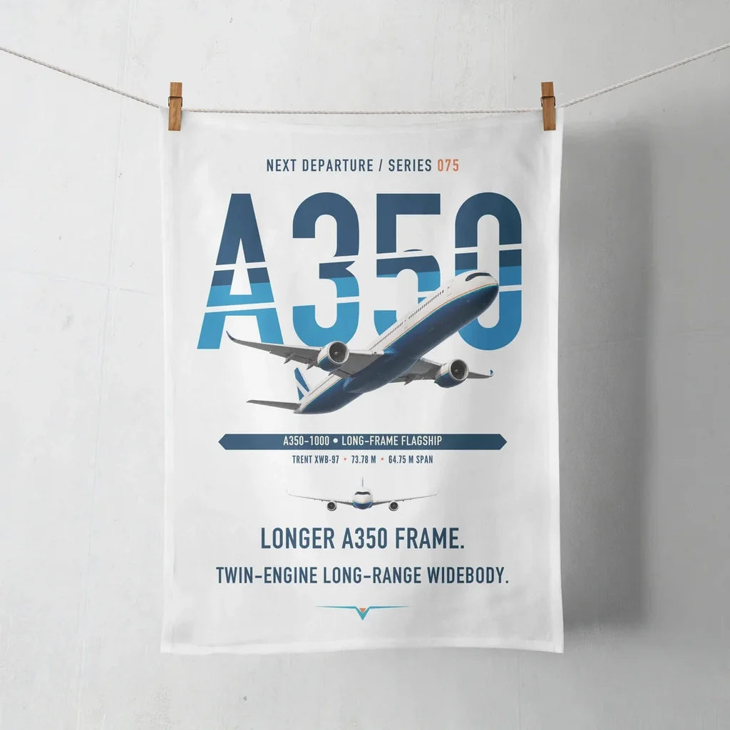 Airbus A350-1000 design on white towel