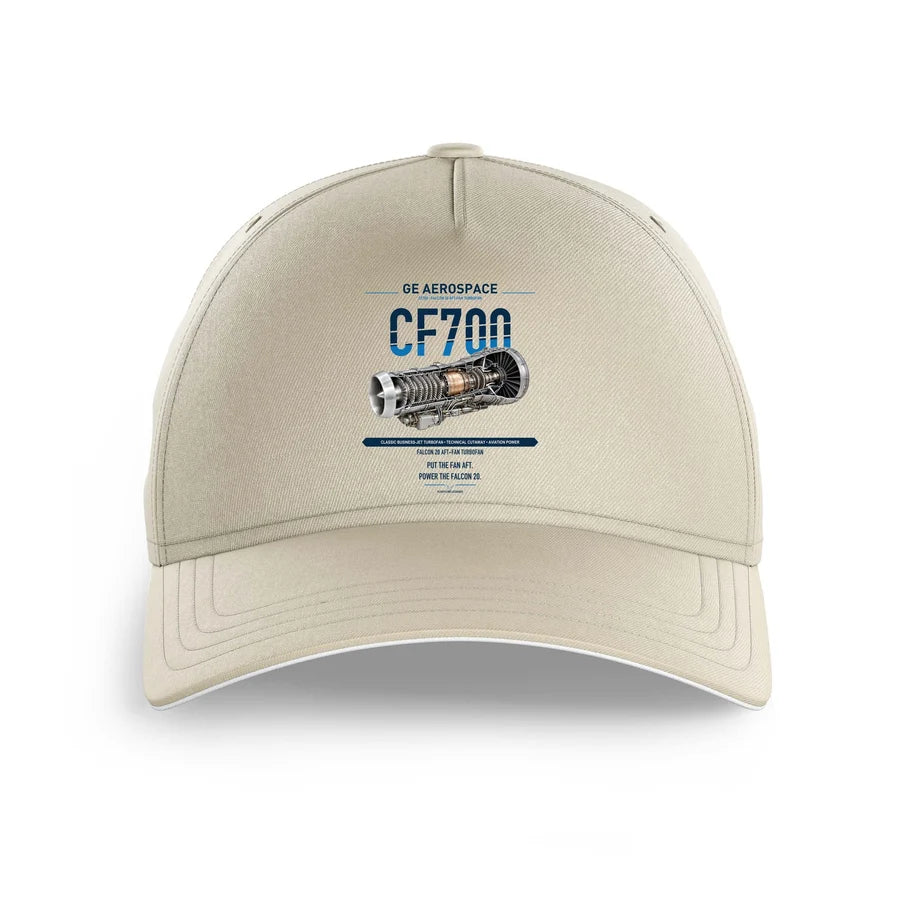 CF700 design on beige printed hat