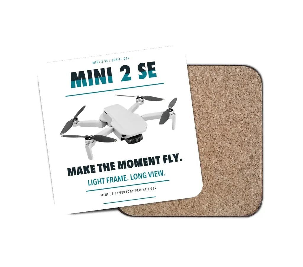 DJI Mini 2 SE design on white 1 piece coaster