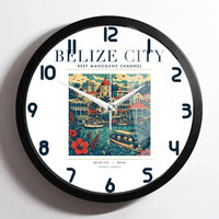 Thumbnail for BELIZE CITY - Poster - Wall Clock Framed - White