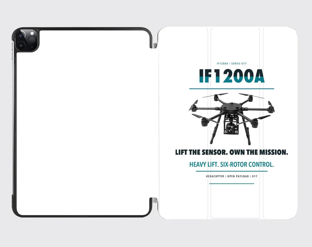 Inspired Flight IF1200A design on white ipad tablet case