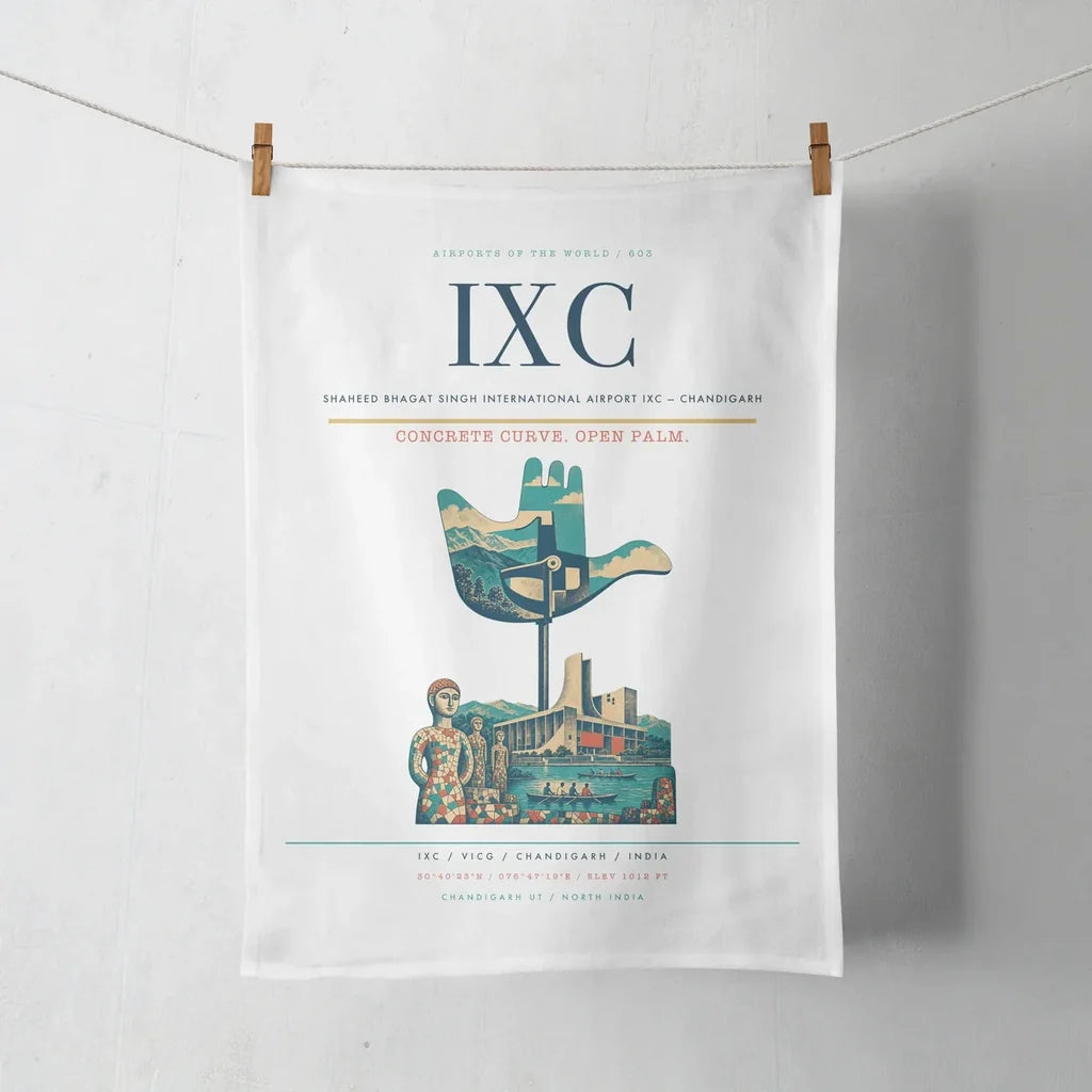 Shaheed Bhagat Singh International Airport (IXC) design on white towel