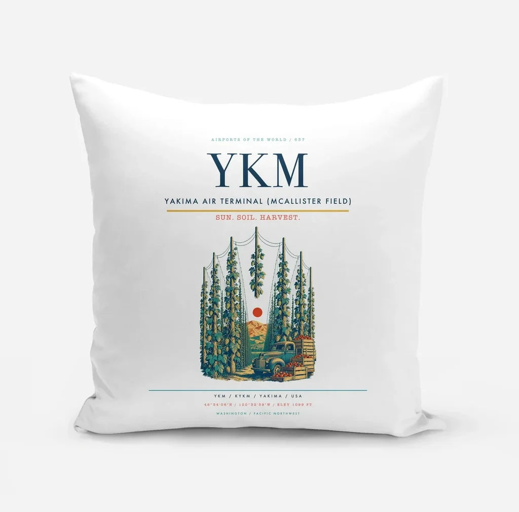 Yakima Air Terminal (McAllister Field) (YKM) design on white pillow