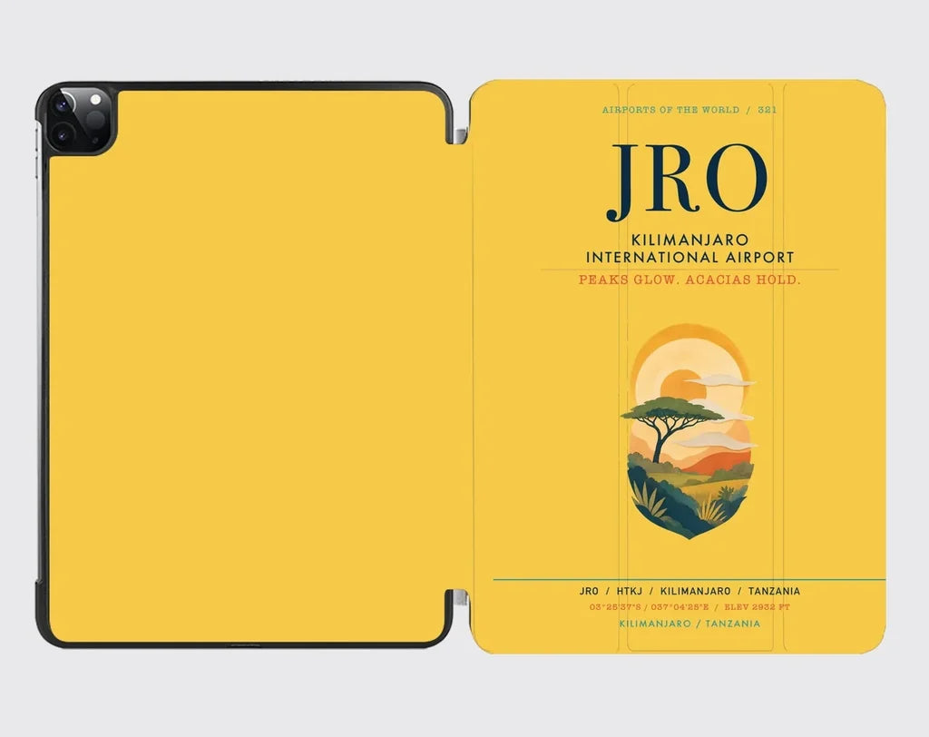 Kilimanjaro International Airport (JRO) design on yellow ipad tablet case