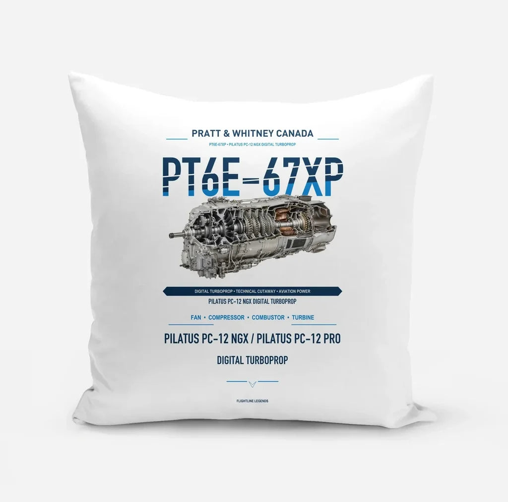 PT6E-67XP design on white pillow