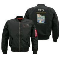 Thumbnail for Groningen Airport Eelde (GRQ) design on black bomber jacket