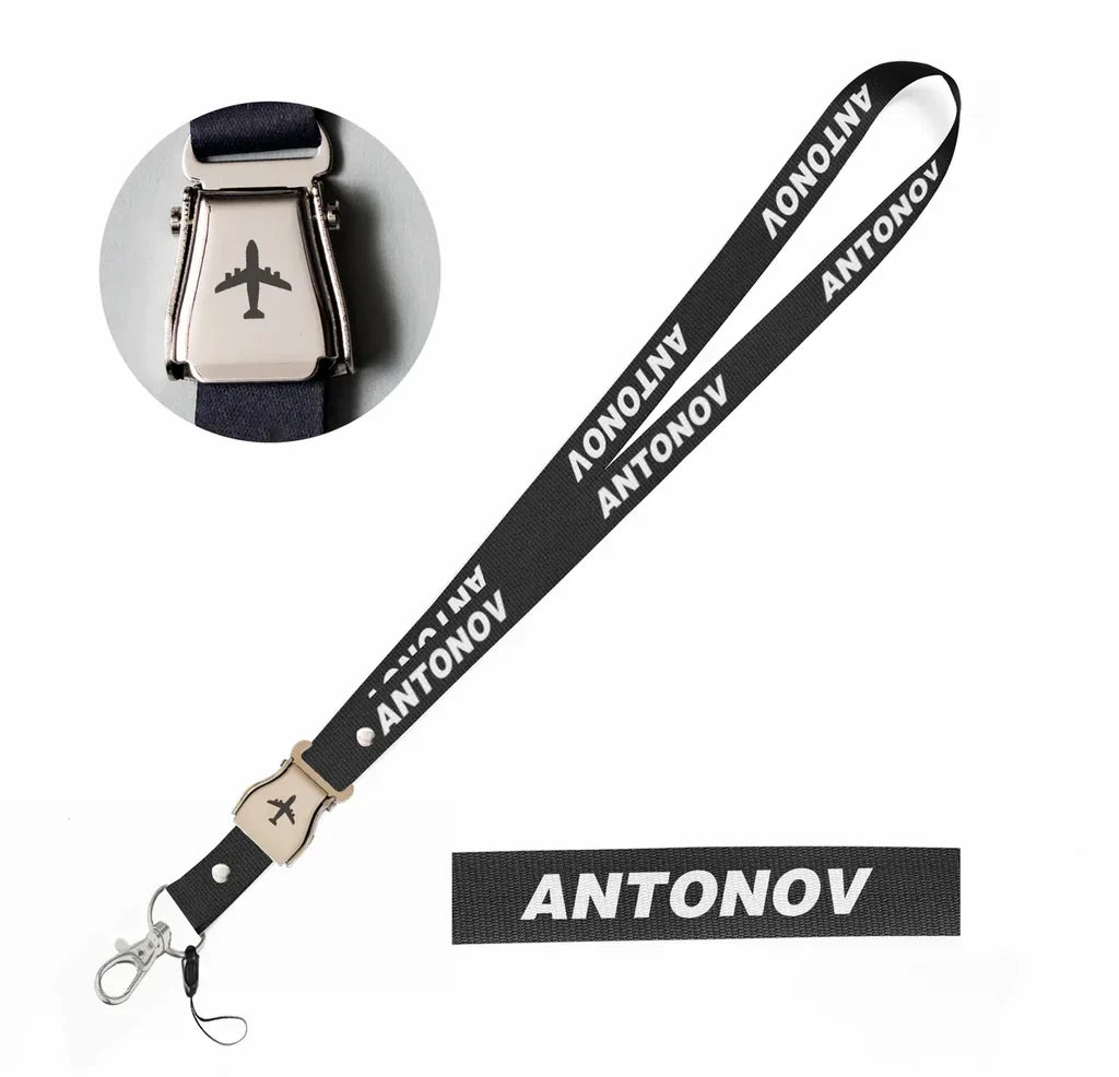 Antonov & Text seat belt lanyard - black