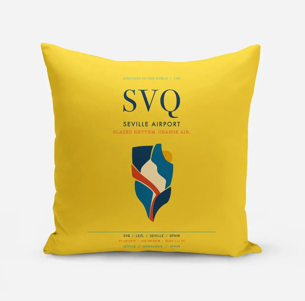 Seville Airport (SVQ) design on yellow pillow