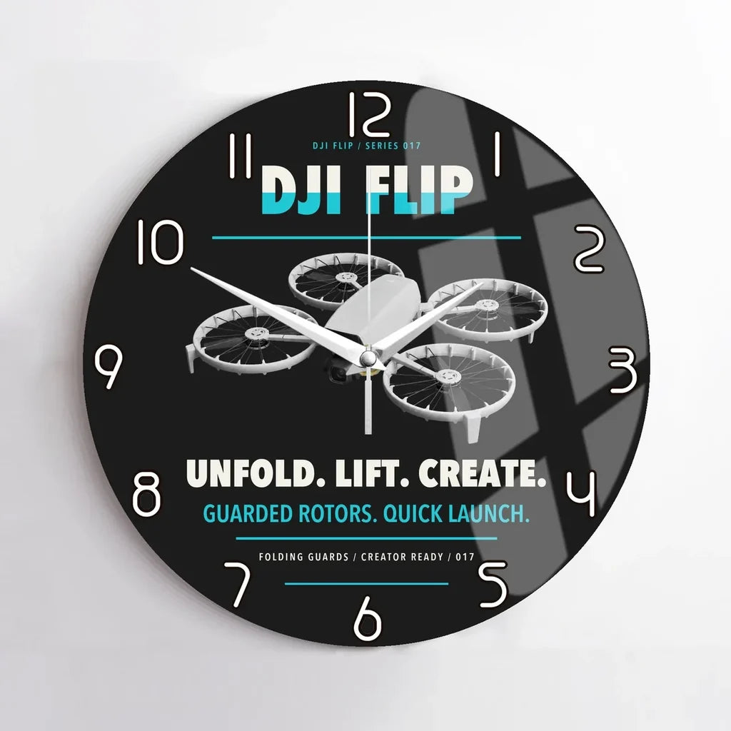 DJI Flip design on black no frame wall clock