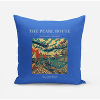 Thumbnail for VINTAGE G4072 - The Pearl Route - Designed Pillows design on blue