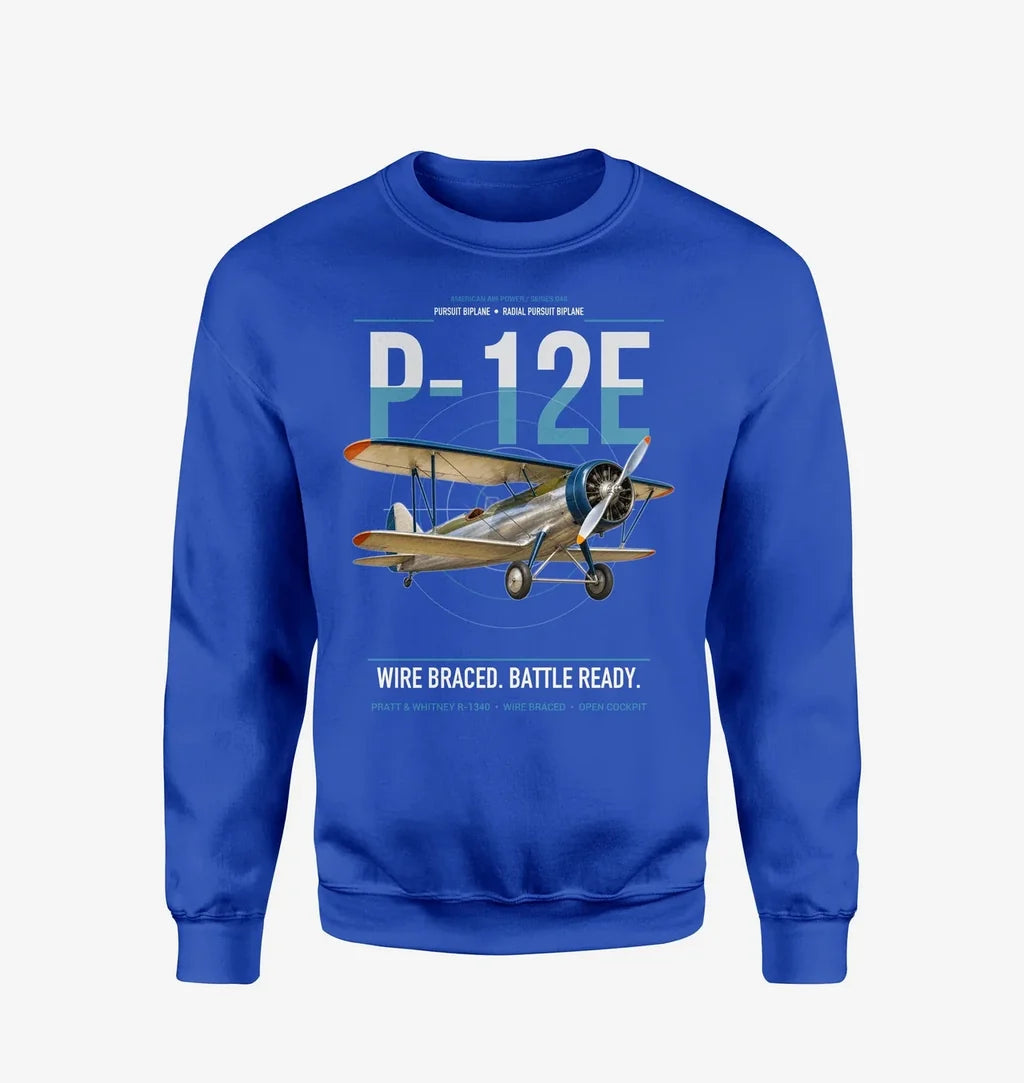 Boeing P-12E design on blue sweatshirt
