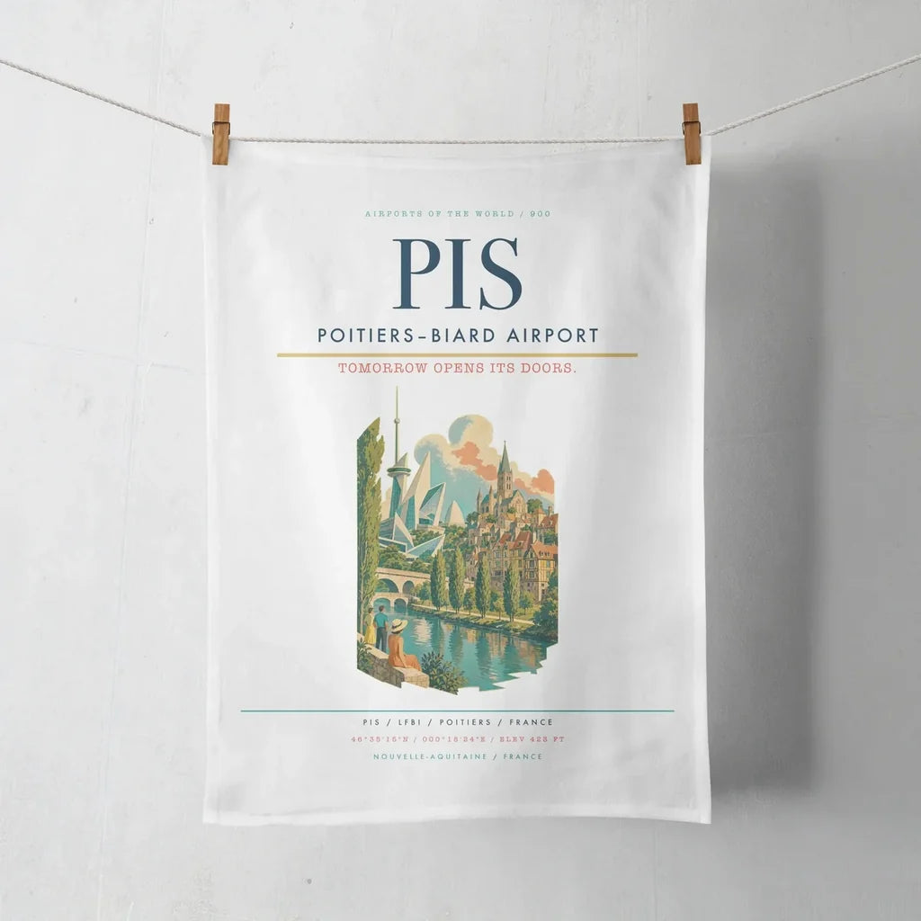 Poitiers–Biard Airport (PIS) design on white towel