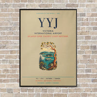 Thumbnail for Victoria International Airport YYJ vertical canvas print - framed - beige background