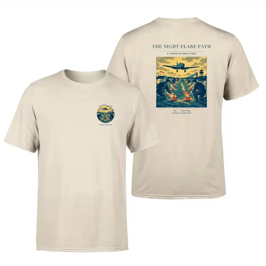 VINTAGE G4525 - The Night Flare Path - Double-Side T-Shirt design on beige double side t shirt