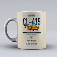 Thumbnail for Canadair CL-415 design on beige ceramic mug, double-side print